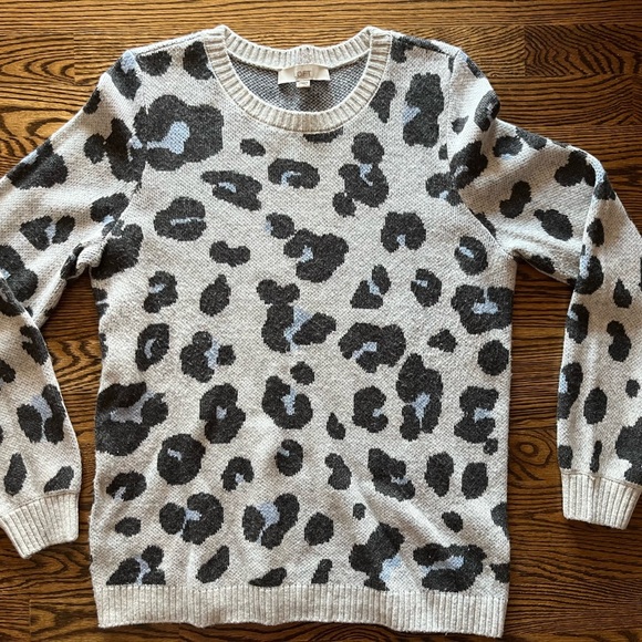 NWOT LOFT Leopard Jacquard Sweater - Picture 3 of 4